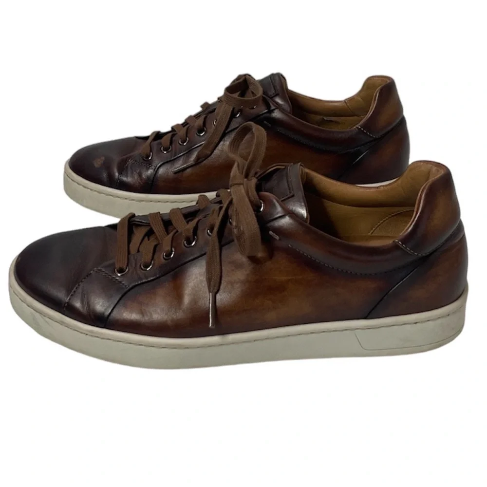 Magnanni Leather Sneakers High Quality Luxury Made In Spain Brown Mens Size 9